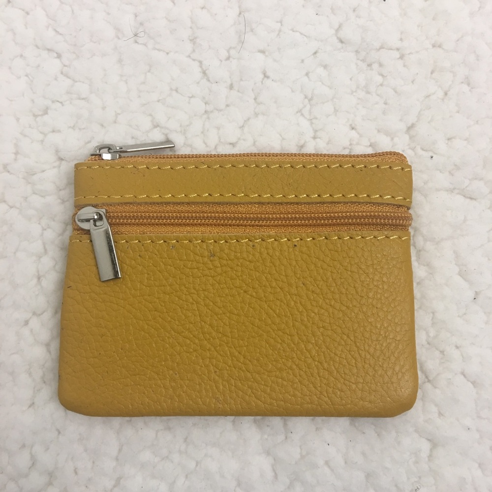 Mustard yellow key chain coin purse